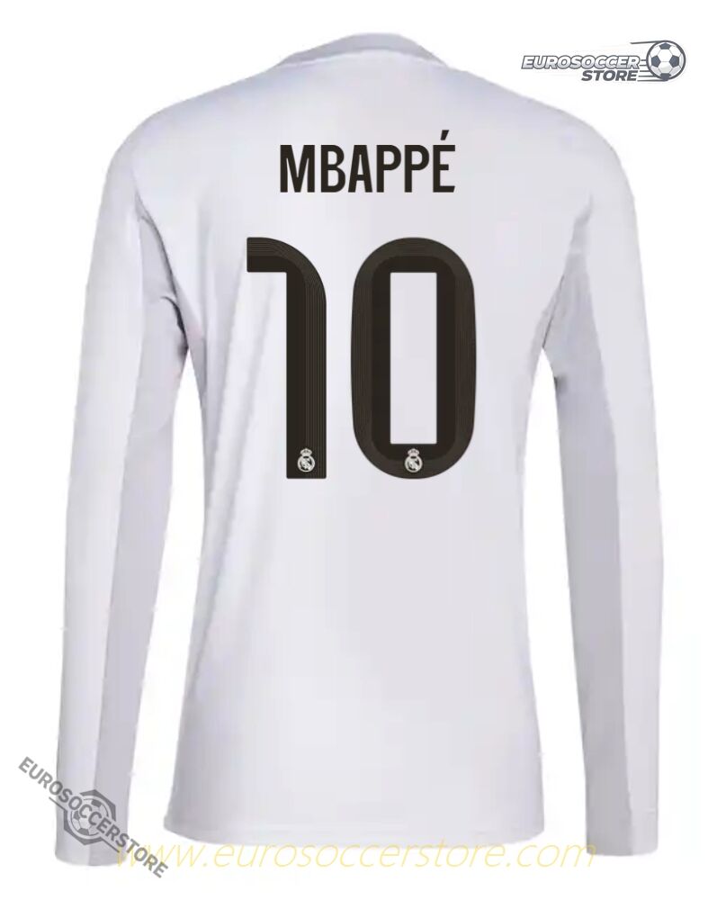 Real Madrid 25-26 Season Home Long Sleeve Jersey with Mbappé's Number 10