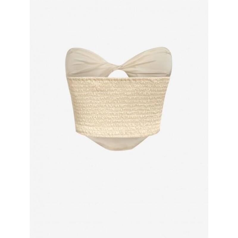 Satin Smocked Twisted Bandeau Corset Top MH8355