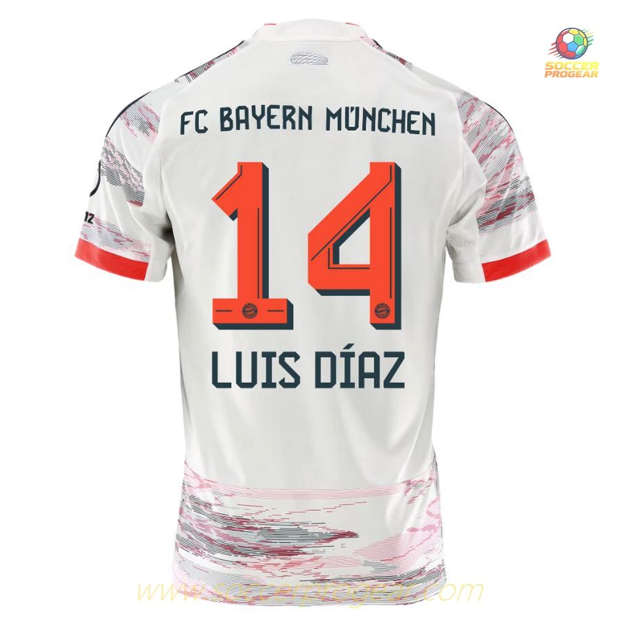 Football Jersey Football Soccer Uniform Youth'sren's Bayern Munich Away 2025/26 Collection Luis Diaz