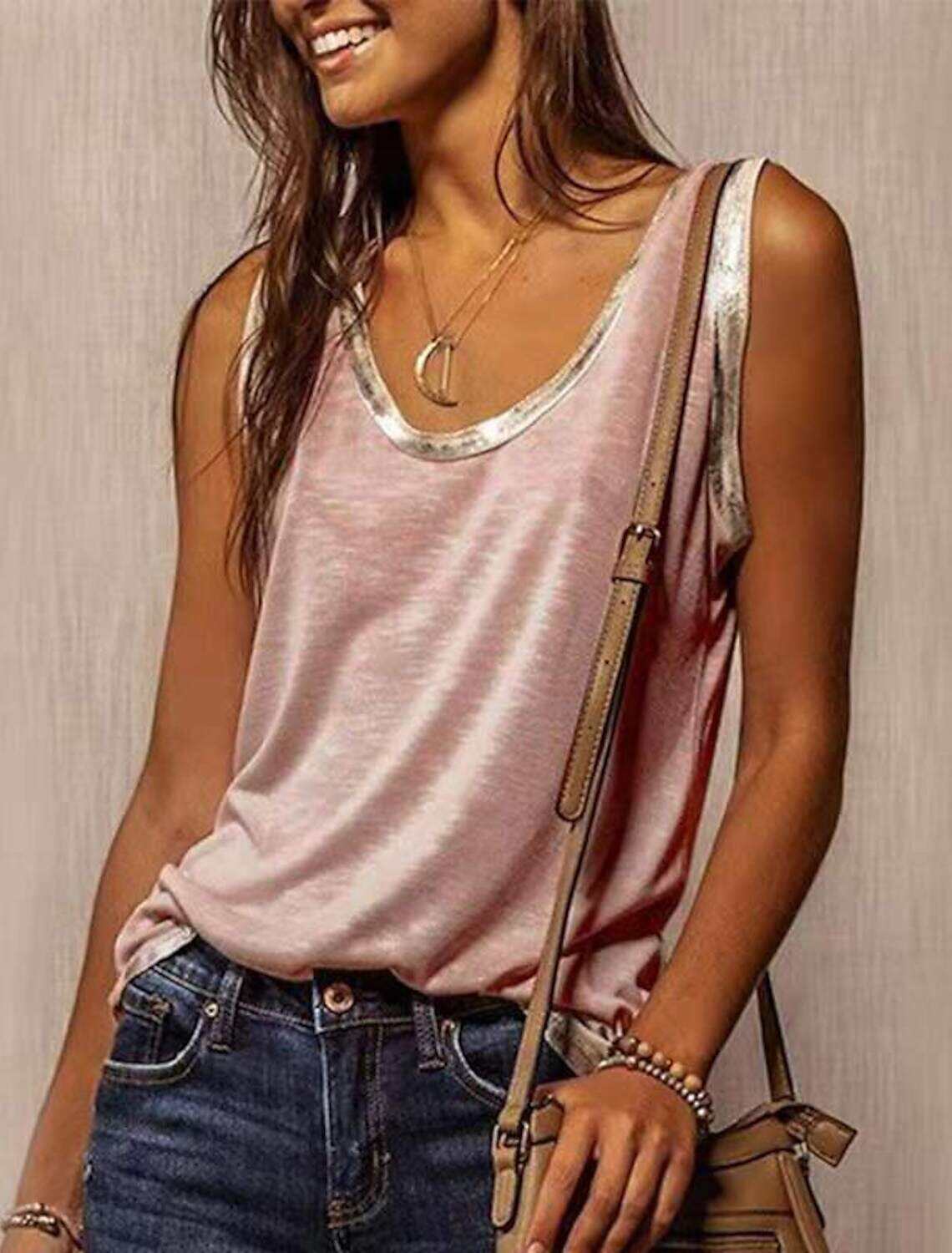 Women's Tank Top Fashion Plain Regular Tops Sleeveless U Neck Regular Fit Valentine's Day Casual Summer