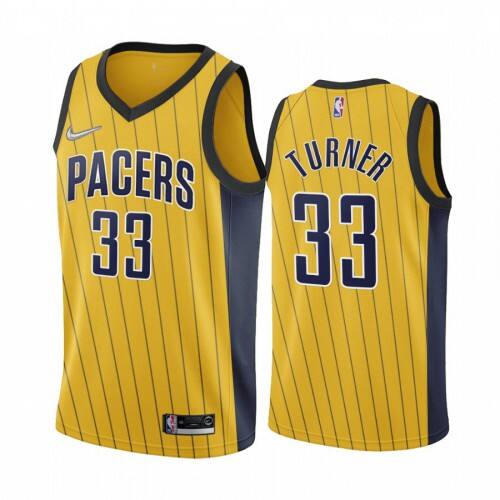 Indiana Indiana Pacers #33 Myles Turner Gold NBA Swingman 2020-21 Earned Edition Jersey Mens
