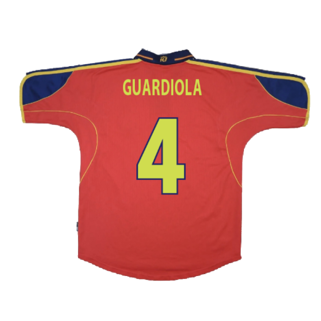 Spain 1999-02 Home Shirt ((Excellent) S) (Guardiola 4)