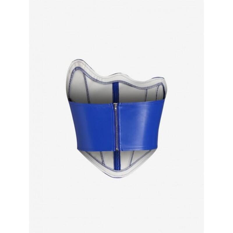 PU Scalloped Bandeau Collar Corset Top ZI3667