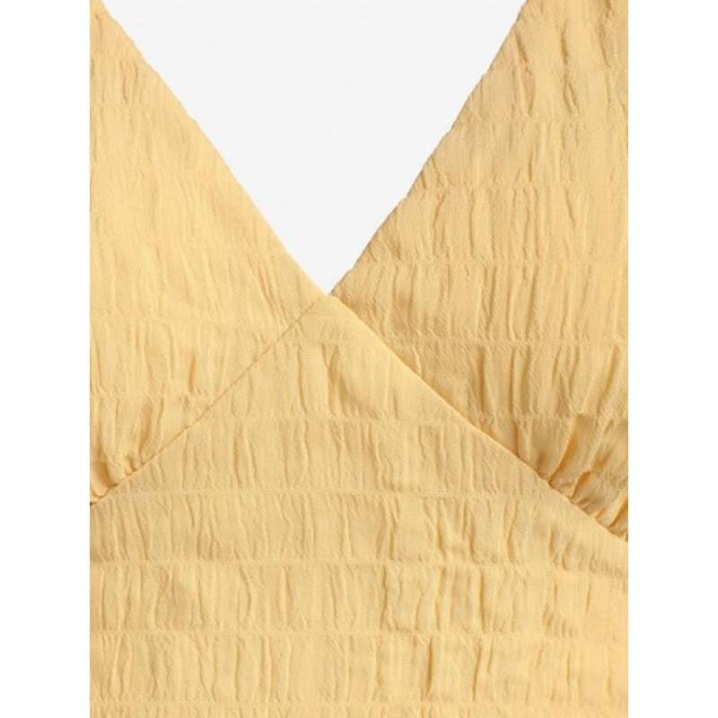 Cropped Textured Puff Sleeve Blouse GV9878