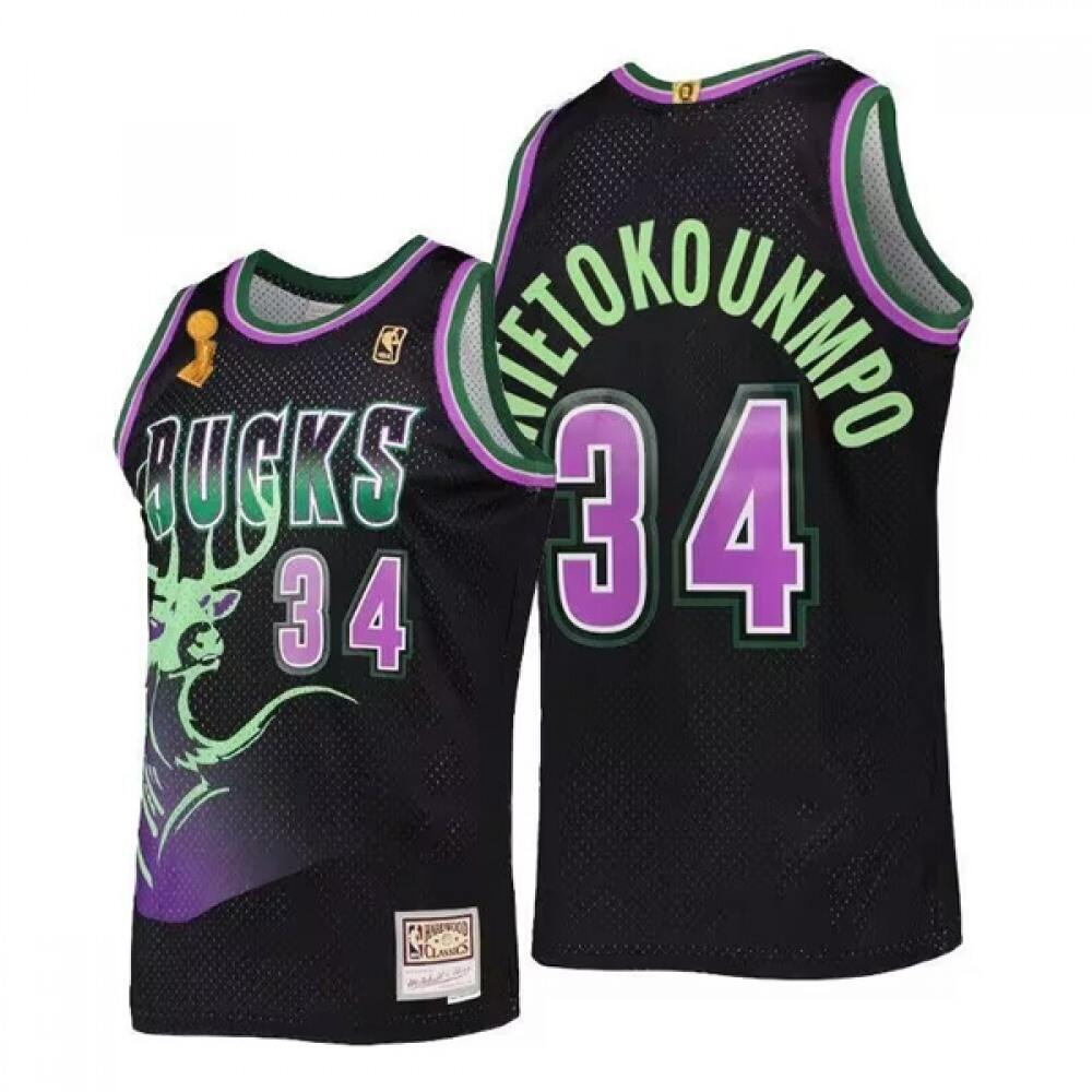 Fan Favorite Official Men's Bucks #34 Ray Black Basketball Jersey