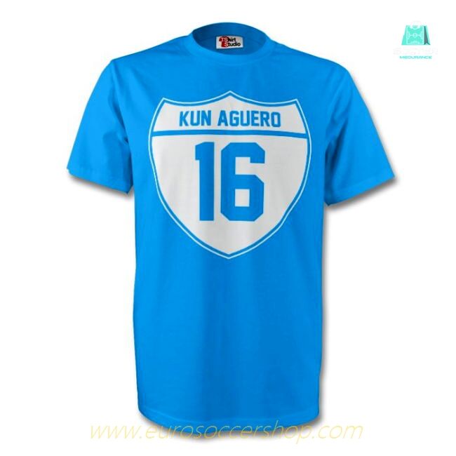 Sergio Aguero Man City Crest Tee (sky Blue)