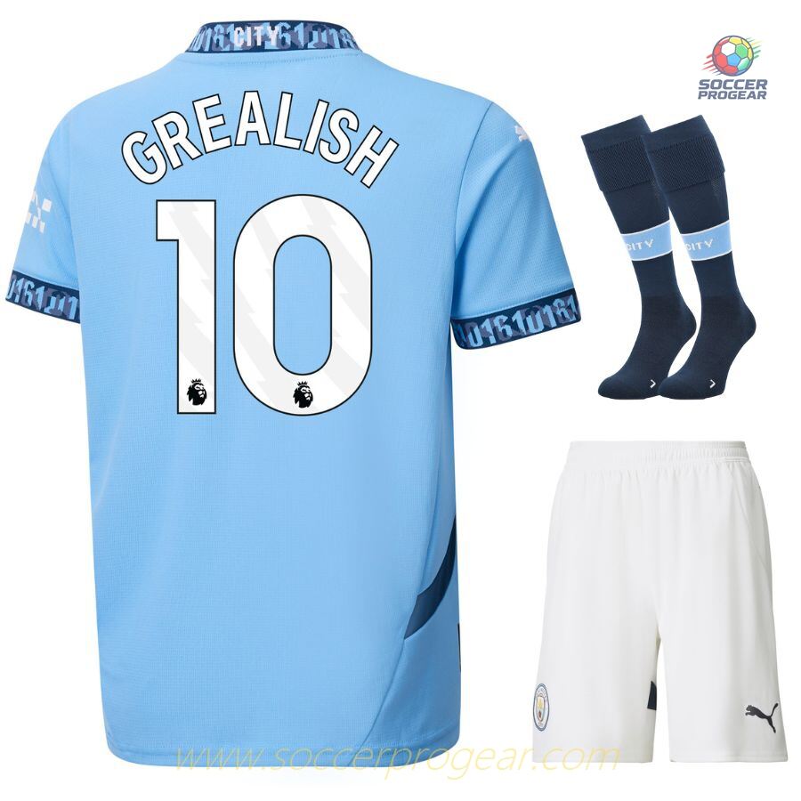 Manchester City Home Child Kit Shirt 2024-2025 Season Grealish