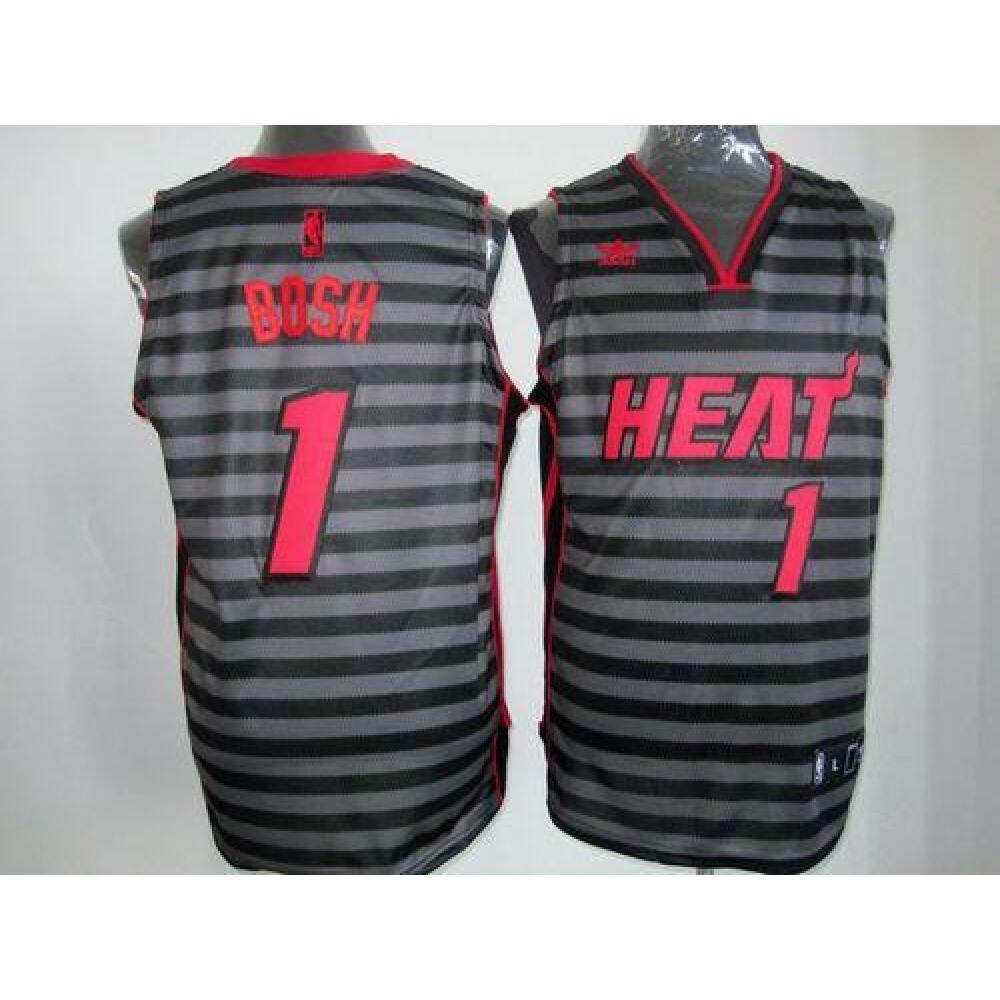 Heat #1 Chris Bosh Black/Grey Groove Stitched NBA Jersey