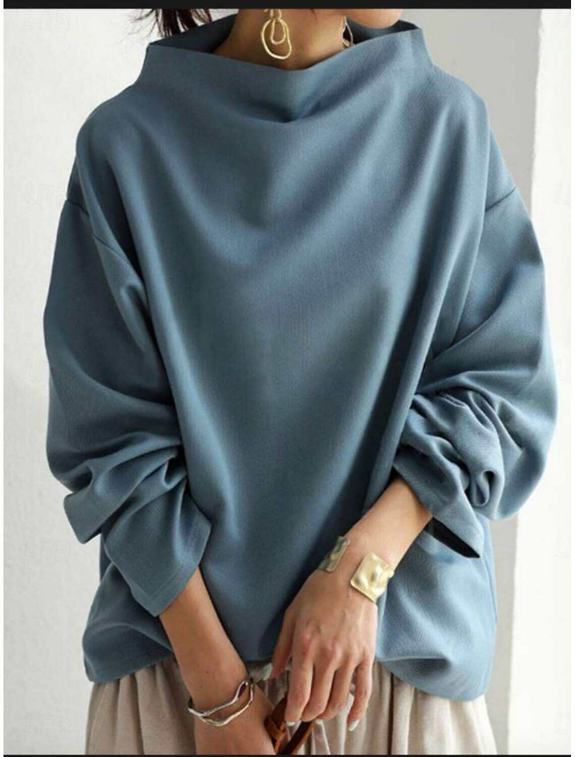 Women's Shirt Blouse Basic Casual Solid Color Regular Tops Long Sleeve Turtleneck Regular Fit Daily Spring Fall Winter