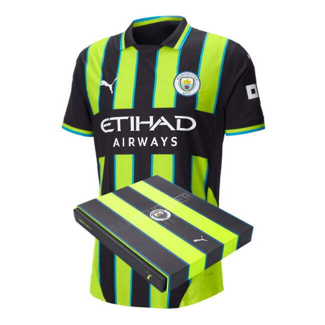 Football Man City Away Authentic Shirt Wpackaging Grealish #10 Pre...