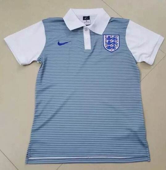 England 2016 Euro Blue White Polo Shirt - Official Replica 15044