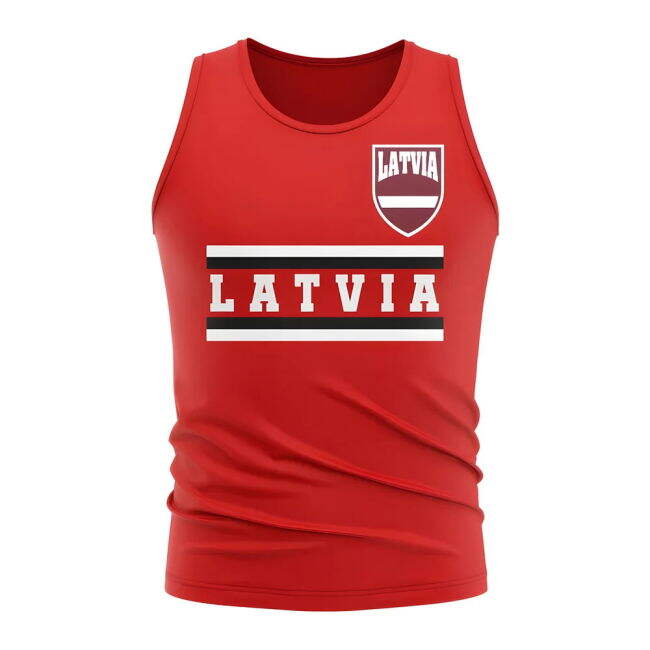 Latvia Core Football Country Sleeveless Tee (Red)