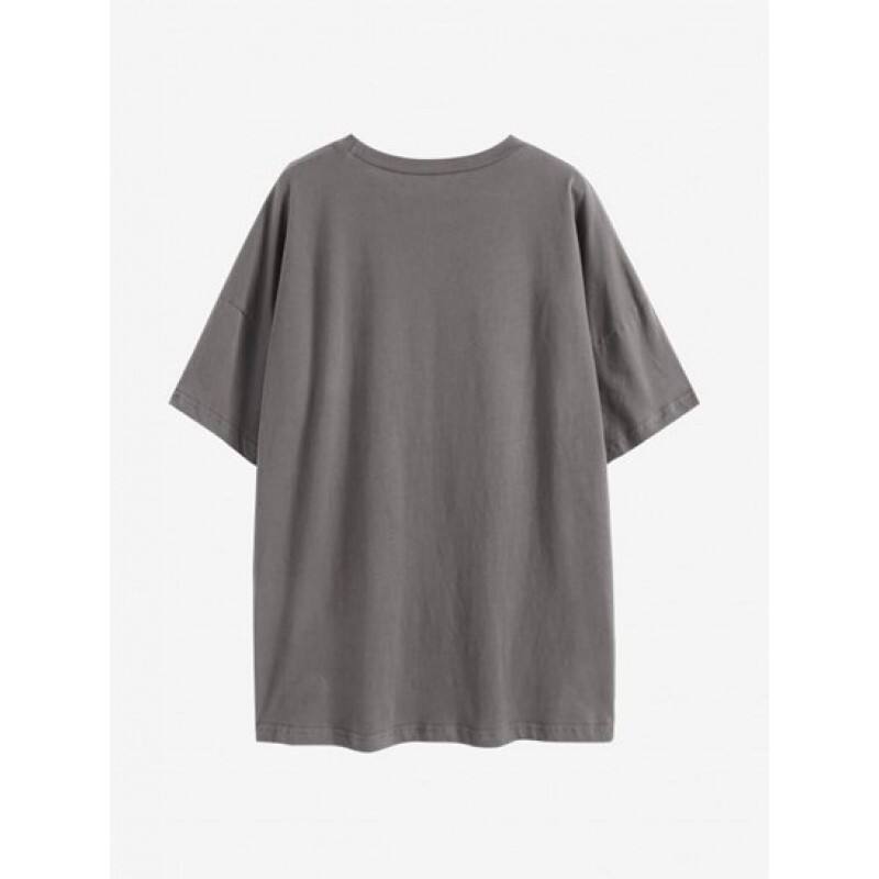 Drop Shoulder Rose Print T Shirt JD4353