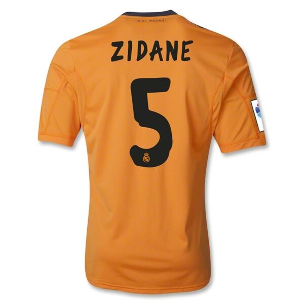 13-14 Real Madrid 5 ZIDANE Away Orange Soccer Jersey Shirt - Official