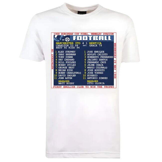 T-Shirt for 1968 European Cup Final Retrotext - White fans (Adult