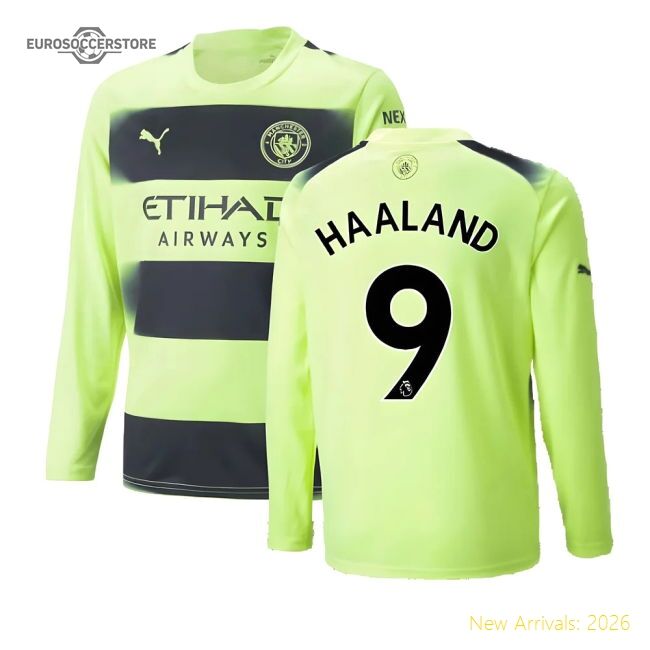 Authentic 2022-2023 Man City Long Sleeve Third Shirt (haaland 9)
