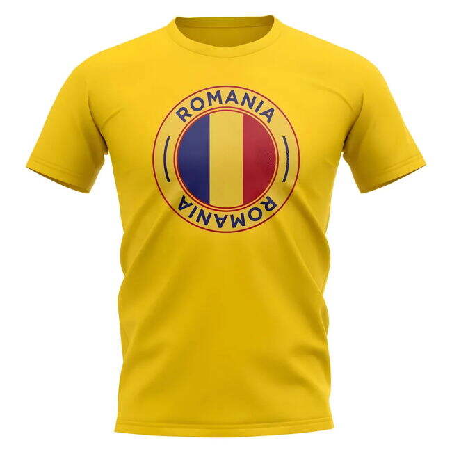 Romania Football Badge T-Shirt (Yellow) Quality Holland