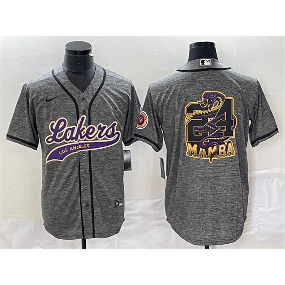 Game Day Value Men's Lakers #24 Mamba Gray Basketball Jersey
