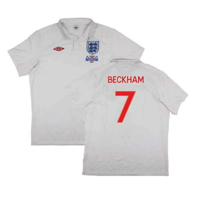 Wholesale England 2009-10 World Cup Home shirt (XL) (Very Good) (BECKHAM 7) Cute