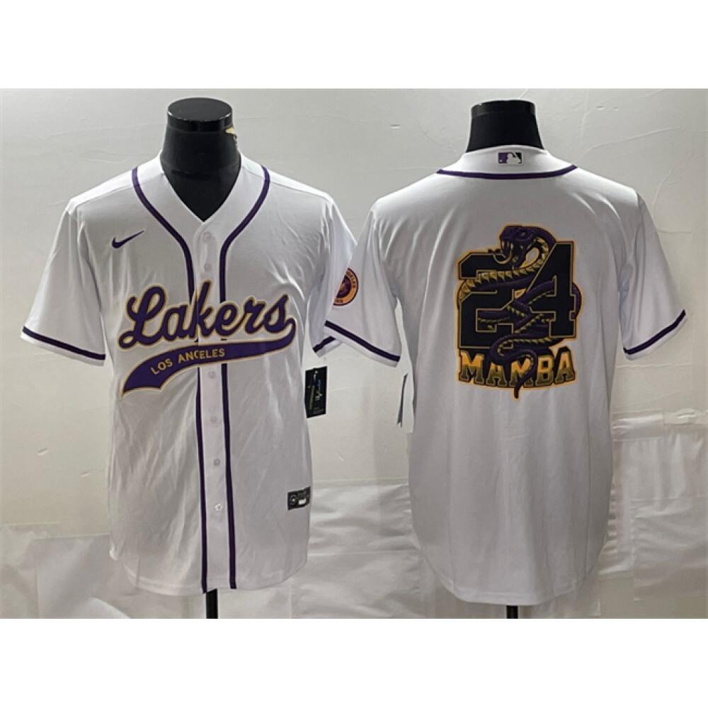 Cost-Effective Men's LA Lakers #24 Mamba White Basketball Jersey