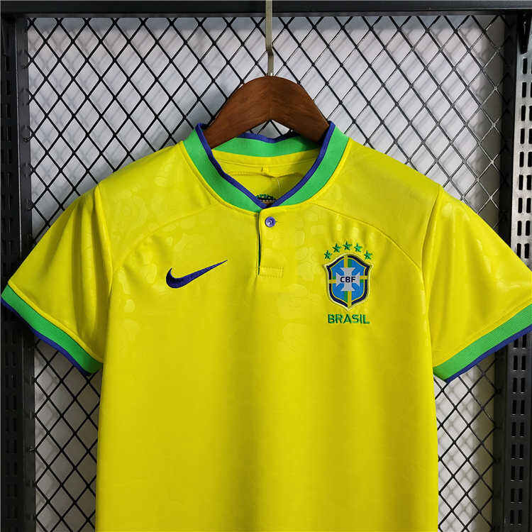 Kids Brazil World Cup 2022 Home Soccer Kit ShirtShorts - World Cup