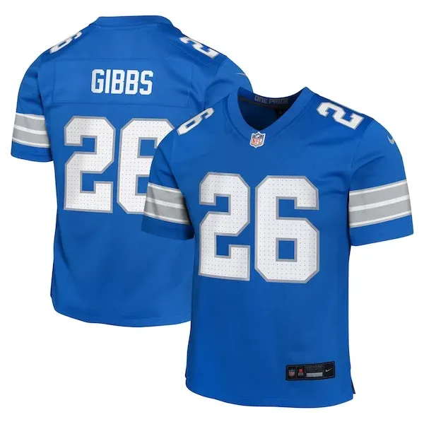 None Jahmyr Gibbs Game Jersey - Blue | NFL Player Jersey | NFL Footbal