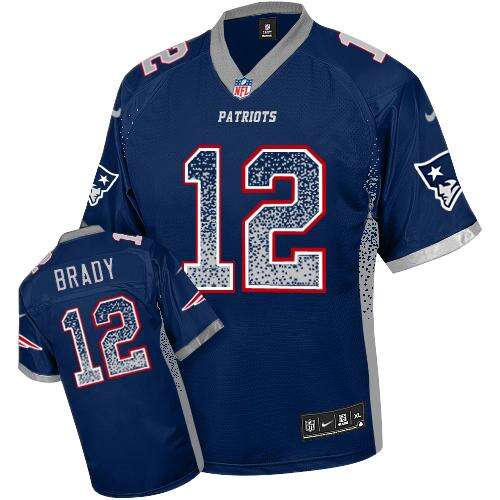 New England #12 Tom Brady Navy Drift Fashion NFL Elite Jersey
