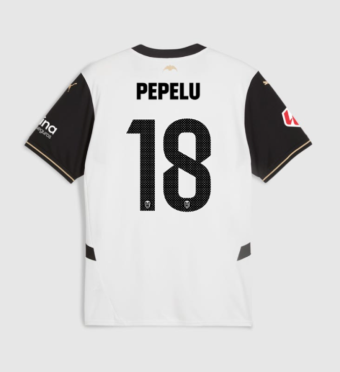 24-25 Season Valencia CF Home Jersey for PEPELU, Number 18