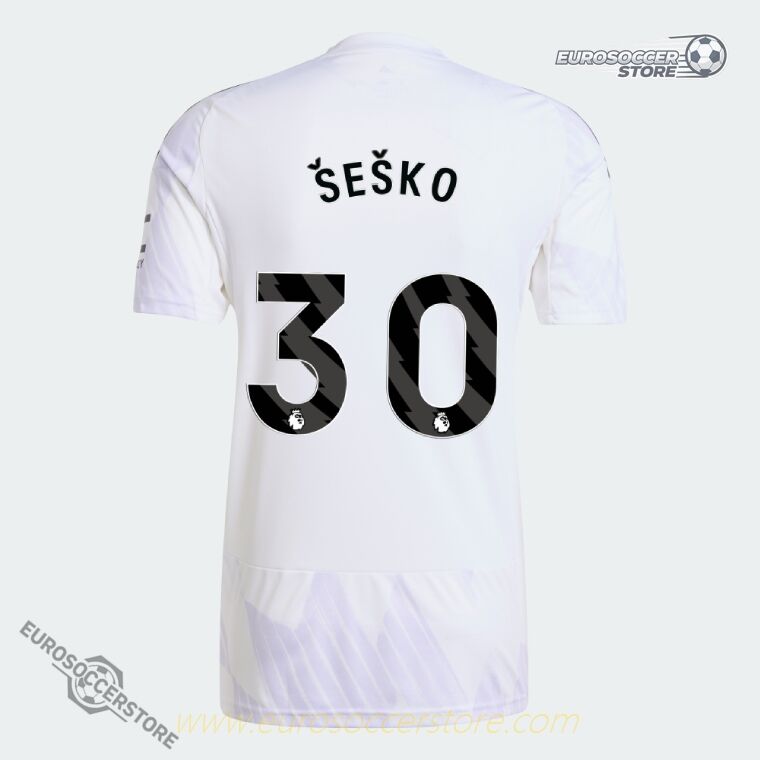 Away Jersey of Manchester United, featuring ŠEŠKO with the number 30 for the 25-26 season
