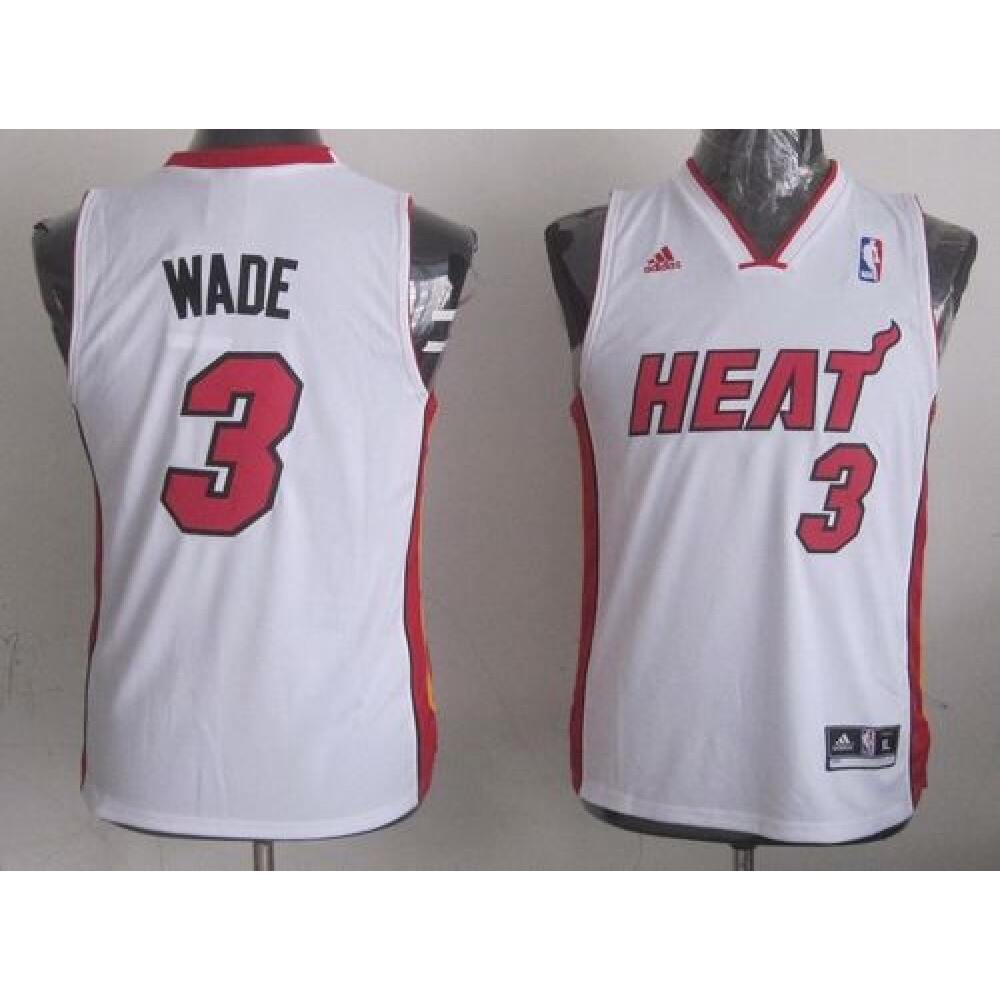 Heat #3 Dwyane Wade White Stitched Youth NBA Jersey