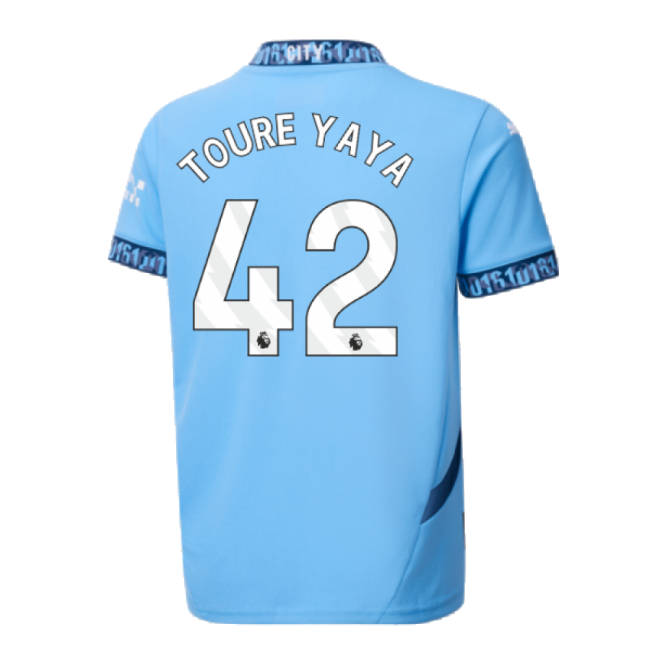 Man City 2024-20 Home Football Shirt Toure Yaya (42) M S Kids