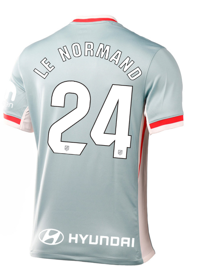 The 24-25 Laliga Away Jersey of Atletico Madrid featuring LE NORMAND 24.