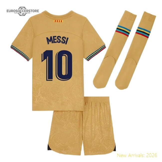 Trending 2022-2023 Barcelona Little Boys Away Kit (Messi 10)