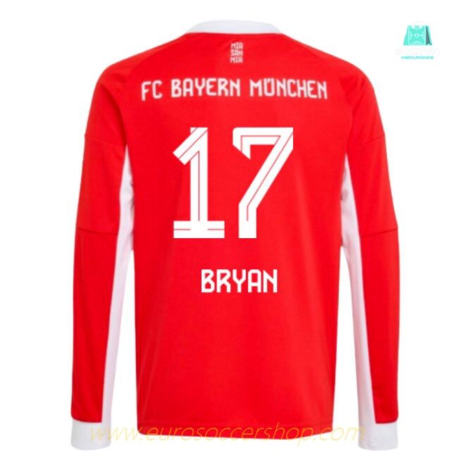 2025-2026 Bayern Munich Long Sleeve Home Shirt (Kids) (Bryan 17)