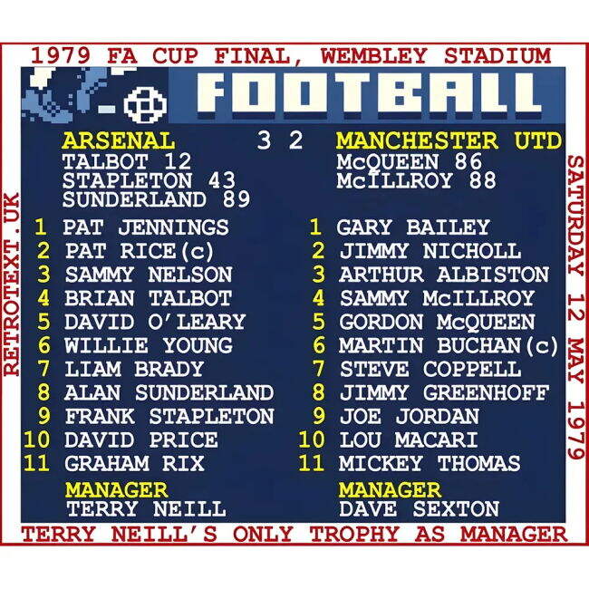 1979 FA Cup Final (Arsenal) Retrotext T-shirt - White