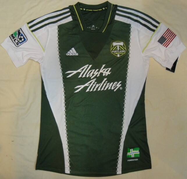 2013 Portland Timbers Home GreenWhite Soccer Jersey Shirt - Official