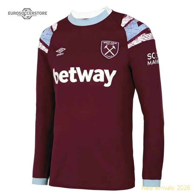 Outstanding 2022-2023 West Ham Long Sleeve Home Shirt - Great Value