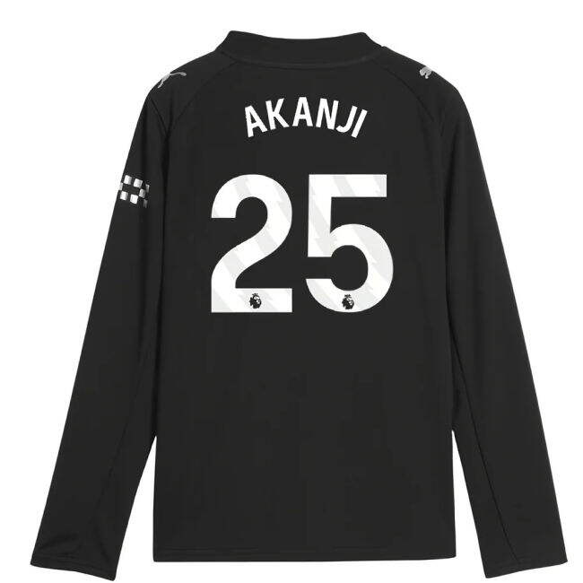2025-2026 Man City Long Sleeve Away Shirt (Kids) (Akanji 25) (Fan F...