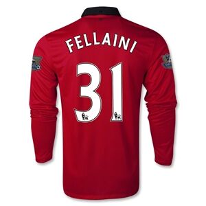 13-14 Manchester United 31 FELLAINI Home Long Sleeve Jersey Shirt -