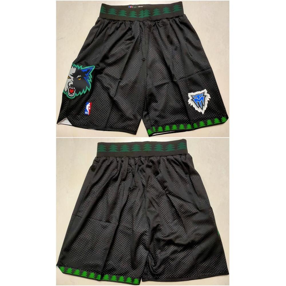 Men's Minnesota Timberwolves Black Shorts (Run Small)