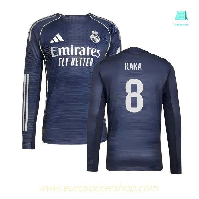 2025-2026 Real Madrid Authentic Long Sleeve Away Shirt (Kaka 8)