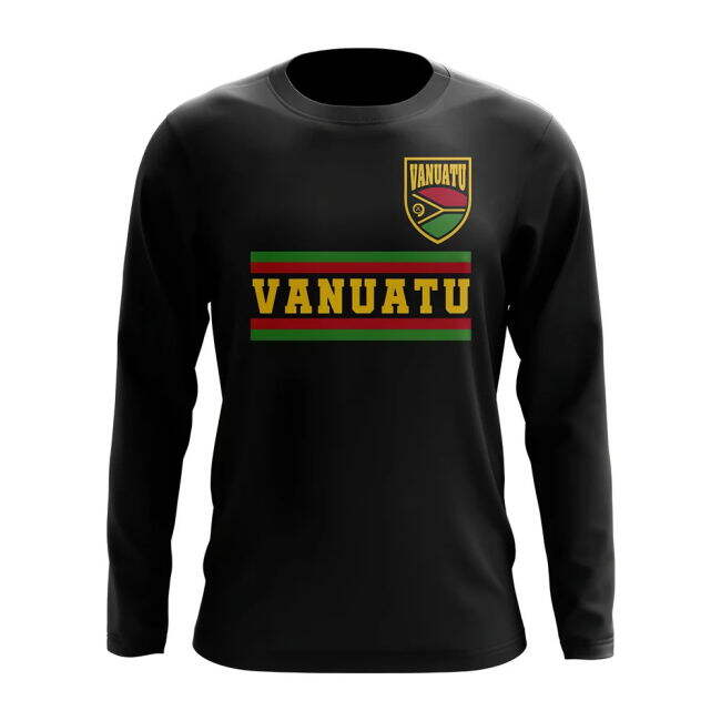 Quality Vanuatu Core Football Country Long Sleeve T-Shirt (Black)