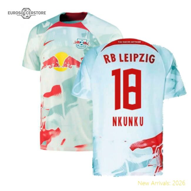 Official 2022-2023 Red Bull Leipzig Home Shirt (White) (Nkunku 18)