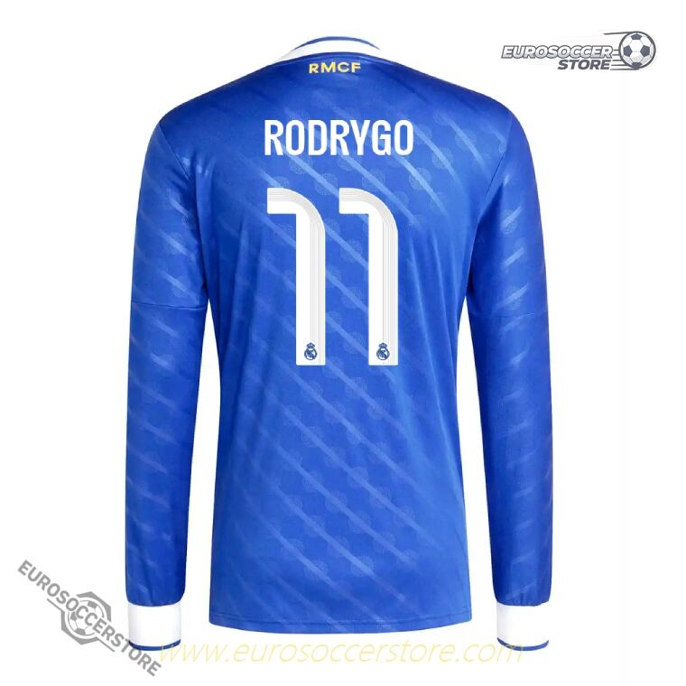 Long Sleeve Third Jersey of Real Madrid Featuring RODRYGO 11 for the 25-26 Season
