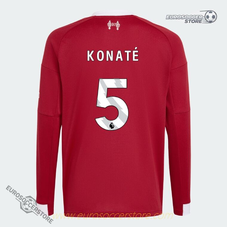 Long Sleeve Home Jersey of Liverpool: KONATÉ 5 for the 25-26 Season