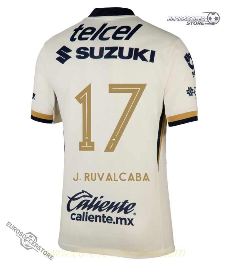 Pumas UNAM 25-26 Season Home Jersey Featuring J. RUVALCABA Number 17
