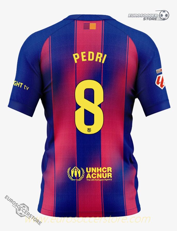 Barcelona's 25-26 Home Jersey Featuring PEDRI #8