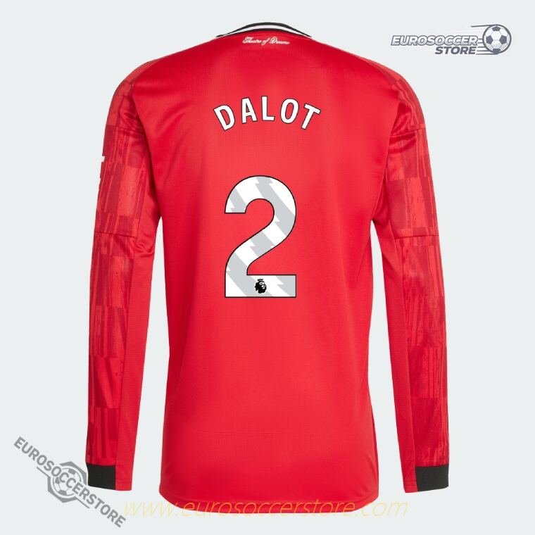 Long Sleeve Home Jersey of Manchester United, DALOT 2 Version for the 25-26 Season