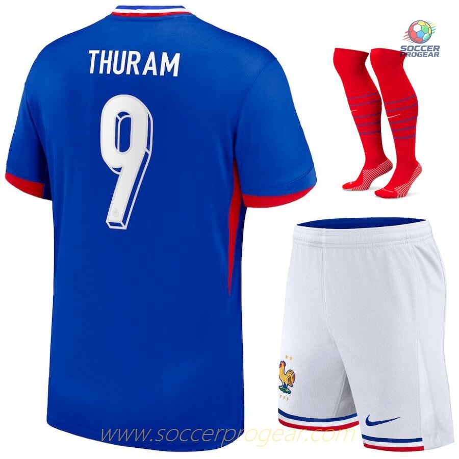 France Team 2024-2025 Edition Season Thuram Kids Football Kit Team Jersey