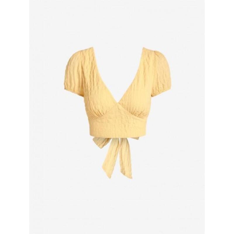 Cropped Textured Puff Sleeve Blouse GV9878